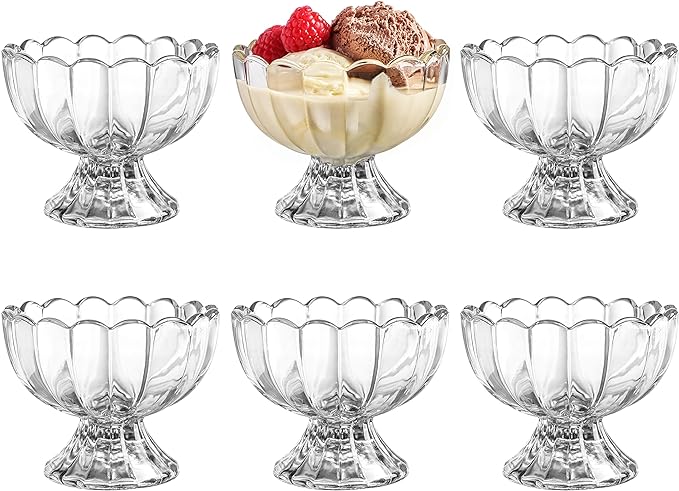 KMwares-6PCs-Set- 5oz-Footed-Tulip- Glass-Dessert-Bowls