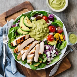 Grilled-Chicken-Salad- with-Avocado-Dressing