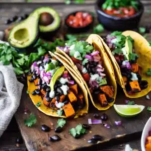 Easy Vegan Recipes for Weight Loss 7 | eat move healthy Sweet-Potato-Black- bean-Tacos-avocado-salsa