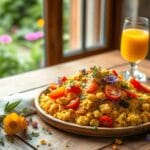 Vegan Easter Brunch Scramble 2 | eat move healthy Vegan-Easter- breakfast-Plant-based Easter-brunch-Tofu-scramble-Easter-recipe
