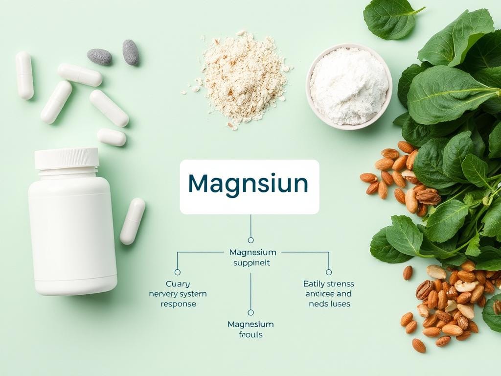 Different forms of magnesium supplements and magnesium-rich foods that help lower cortisol levels