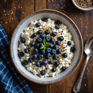 Cottage-Cheese-with- Flax-Seeds-Blueberries