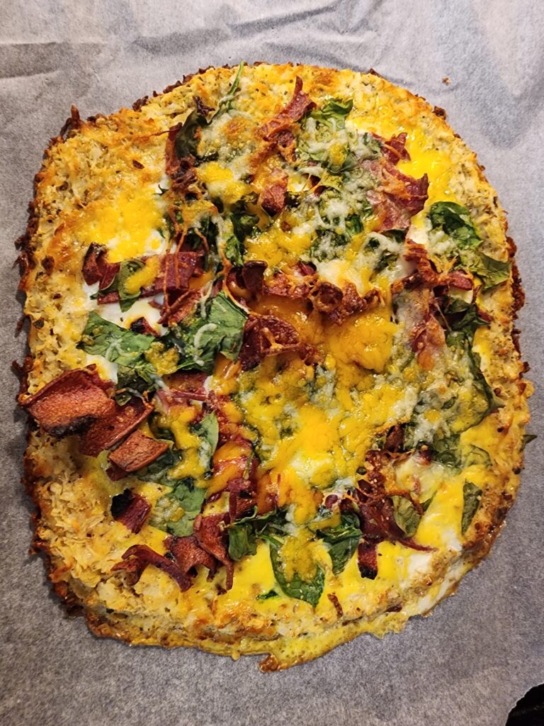 Cauliflower Crust Breakfast Pizza 11 | eat move healthy Cauliflower-Crust-Breakfast-Pizza