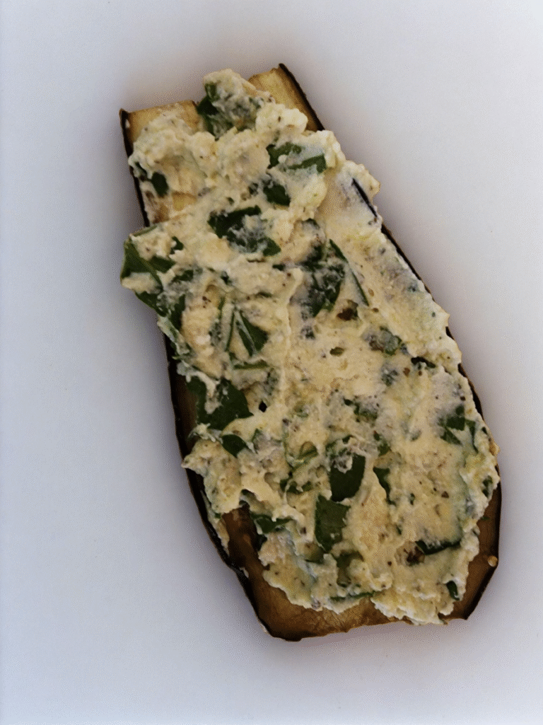 Eggplant Lasagna Roll-Ups 3 | eat move healthy Sliced-eggplant-with-ricotta-and-spinach