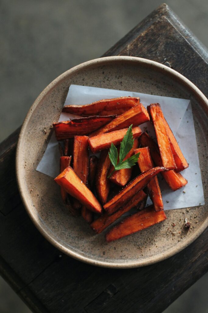 Crispy Sweet Potato Fries 2 | eat move healthy A plate of sweet potato fries