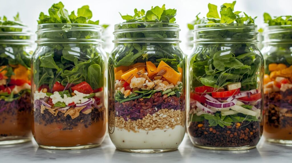 Mason Jar with variety of Salads
