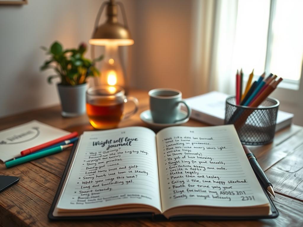 weight loss journal prompts, self love journal, mindset journal prompts
